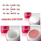 1 x CLEAR 15g,  1 x COVER 15g, 1 x BIANCO ESTREMO