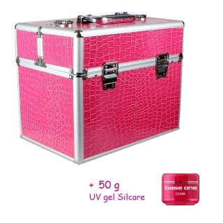 Kufrík ružový LCD KROKODÍL + 50g UV gel clear ZDARMA