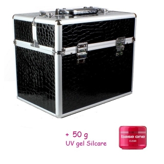 Kufrík čierny LCD KROKODÍL + 50g UV gel clear ZDARMA