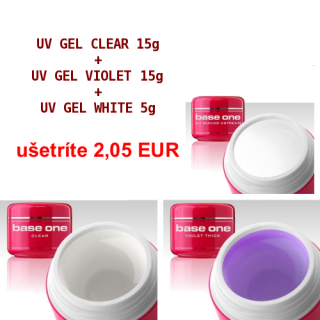 1 x CLEAR 15g,  1 x VIOLET 15g, 1 x BIANCO ESTREMO